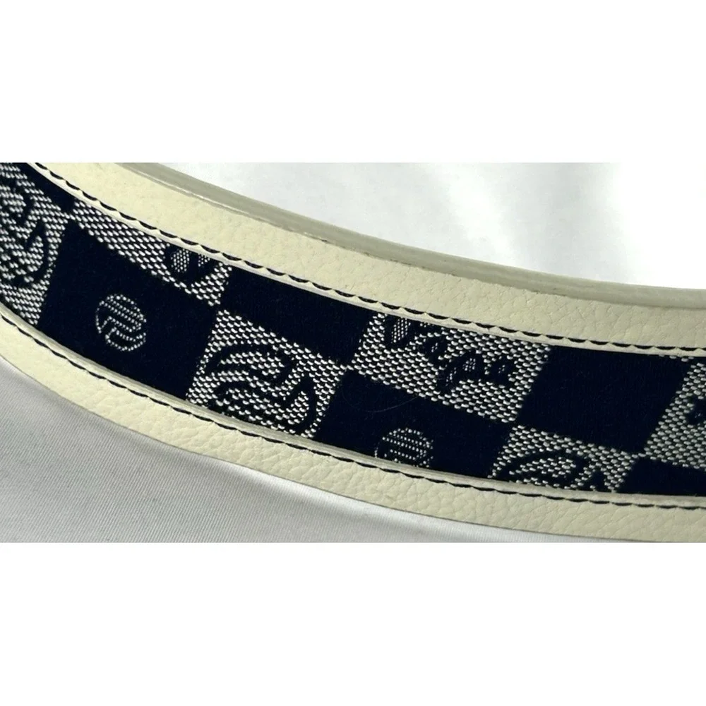 Unworn Vtg Pepe Jeans Blue White Logo Leather Belt Womens Sz L Spellout Y2K 90s